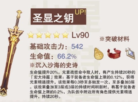 原神圣显之钥属性怎么样？原神圣显之钥属性介绍