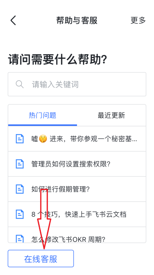 飞书怎么联系在线客服？飞书联系在线客服教程